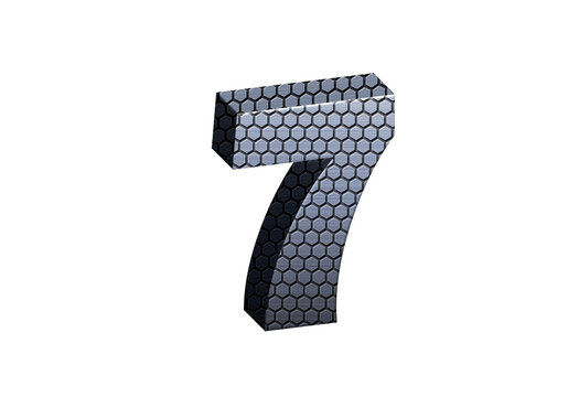 3d Steel Numbers, Alphabet Number Seven made of stainless steel material, high-resolution image of 3d font, ready to use for graphic design purposes