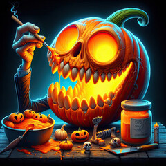 Wall Mural - Halloween jack o lanterns on various creepy background