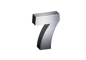 Wall Mural - 3d Steel Numbers, Alphabet Number Seven made of stainless steel material, high-resolution image of 3d font, ready to use for graphic design purposes