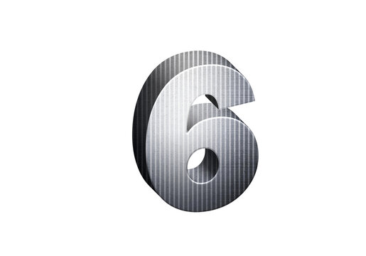 3d Steel Numbers, Alphabet Number Six made of stainless steel material, high-resolution image of 3d font, ready to use for graphic design purposes