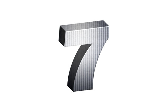 3d Steel Numbers, Alphabet Number Seven made of stainless steel material, high-resolution image of 3d font, ready to use for graphic design purposes