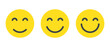 © ElsaNur - Smile face emoji icon set in flat style. Happy facial emoticon concept