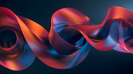 Aufkleber - Abstract colorful shapes and curves on black background, 3d rendering illustration of gradient color spiral in the shape of an abstract ribbon or torus, with copy space
