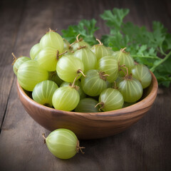 Wall Mural - Bunch of green gooseberries, natural fresh berry food for healthy nutrition.