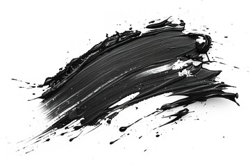 Wall Mural - Splash paint brush strokes staining abstract black. Generative Ai