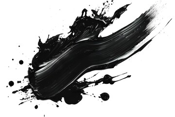 Wall Mural - Splash paint brush strokes staining abstract black. Generative Ai