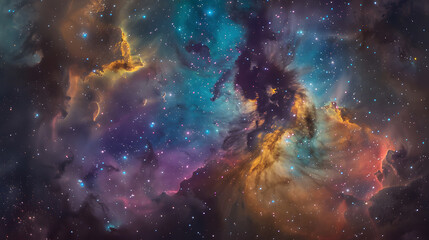 Wall Mural - A colorful space background with many stars and a large cloud