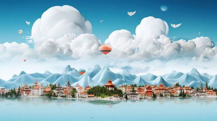 generated illustration of World tourism day background