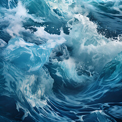 Poster - A powerful wave crashes into the vast ocean