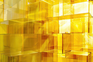 Wall Mural - close up horizontal abstract image of a yellow transparent geometric shapes background