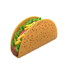 Wall Mural - Transparent PNG of A stacked taco sandwich bursting with lettuce and tomatoes