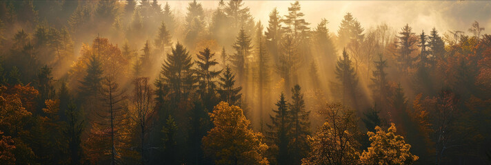 Wall Mural - A forest with trees in the foreground and background