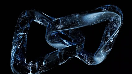 Poster - Abstract curve geometry with flowing particles, 3d rendering.