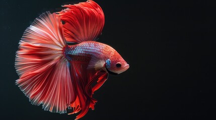 Wall Mural - Betta fish also known as Siamese fighting fish displayed against black backdrop