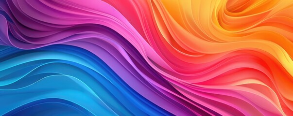 Poster - rainbow gradient colored wavy abstract background