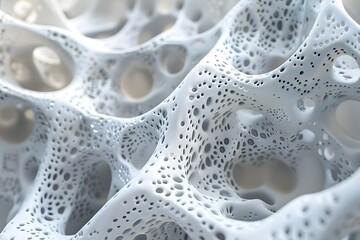 Poster - 3d render of abstract white background with futuristic organic shapes, 
