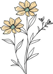  Manilas Spring Wild Flower line Art Style