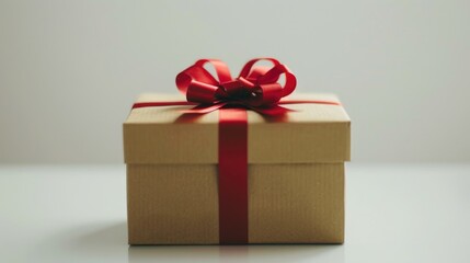 Poster - A single paper gift box close up set against a white backdrop