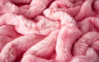 Detailed view of a soft pink fur texture with a shallow depth of field