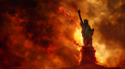 statue of liberty on fire