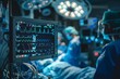 © DK_2020 - A medical monitor displaying vital signs with a blurred backdrop of a surgical team performing a procedure in an operating room