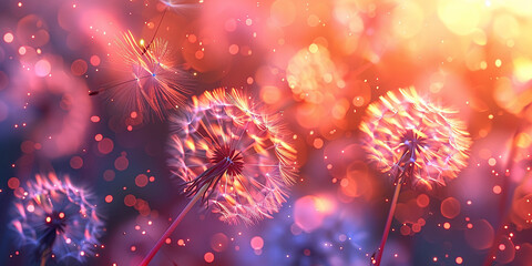 Wall Mural - Abstract blurred nature background dandelion  