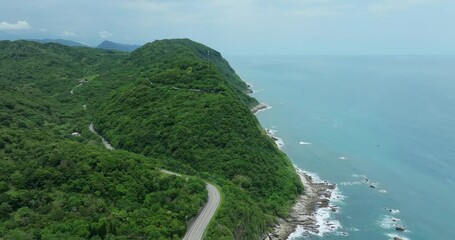 Wall Mural - Drone fly over nature landscape in Hualien sea coastline in Taiwan