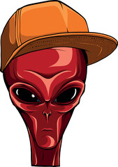 Sticker - Alien head. vector illustration design of extraterrestrial humanoid