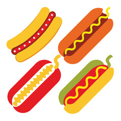 Wall Mural - Set of Hot Dog icon vector on white background