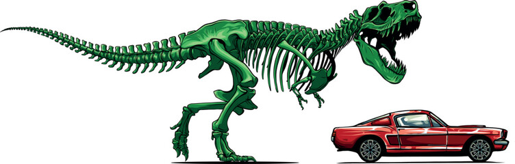 Canvas Print - colored Tyrannosaurus skeleton image vector illustration design