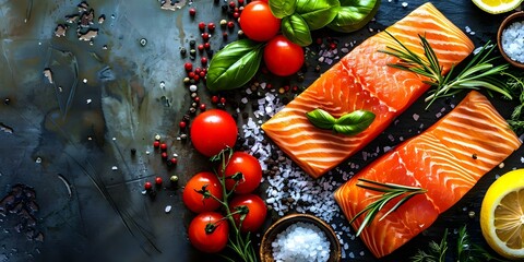 Salmon Fillet: A Popular Seafood Choice with a Rich Background. Concept Salmon Fillet, Seafood History, Sushi Delicacy, Fish Farming, Nutritional Benefits