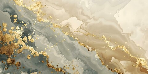 Wall Mural - Scattered gold nuggets depicted in a natural color palette: Digital artwork. Concept Gold Nuggets, Natural Color Palette, Digital Artwork, Abstract Design