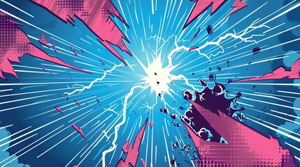 Wall Mural - Abstract comic background featuring a thunder flash