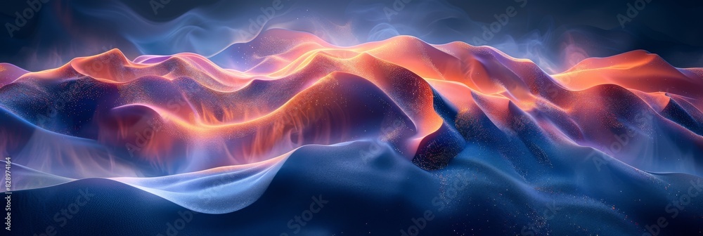 Ethereal Abstract Landscape of Flowing Textures and Radiant Light ...
