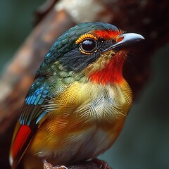 Wall Mural - adult female Elegant Trogon Trogon elegans with green red and white plumage native to Mexico North America