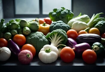 Wall Mural - there is many different fruits and vegetables on the table together