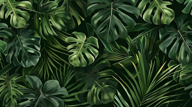 Green light tropical leaves wallpaper