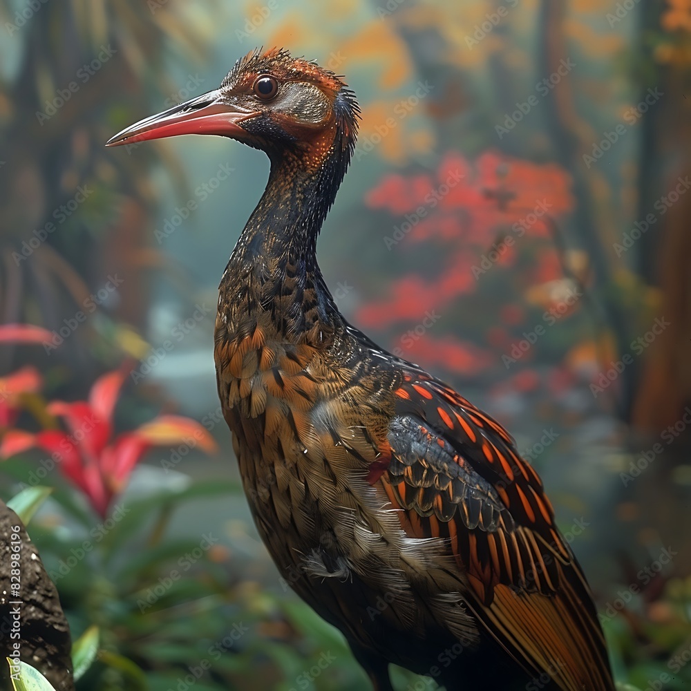 adult female Red Rail Aphanapteryx bonasia with reddishbrown plumage ...