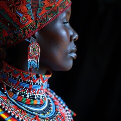 Canvas Print - Samburu women intricate beaded necklaces prime lens photography