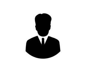 Poster - Businessman icon. Male face silhouette or icon. Man avatar profile. Unknown or anonymous person  illustration on transparent png background.
