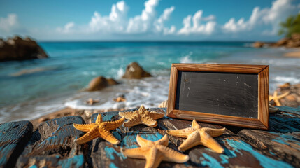 Picture Frame on Rock by Ocean