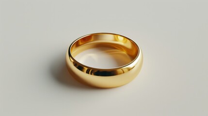 Golden ring on white background. Jewelry luxurious accessory