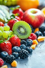Wall Mural - close-up of berries and fruits. Selective focus