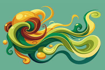 Poster - a colorful swirl with leaves and flowers