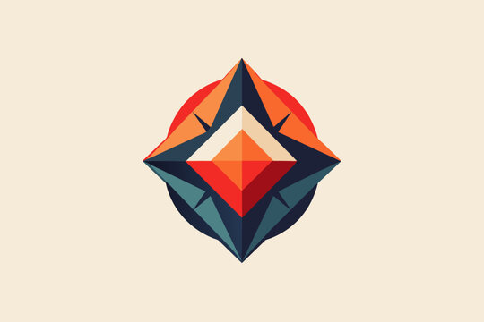 a colorful geometric logo with a geometric shape