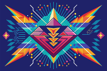 Poster - a colorful geometric design with a star, The design features a vibrant geometric pattern accented by a star motif.