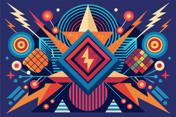 Poster - a colorful geometric design with a star, The design features a vibrant geometric pattern accented by a star motif.