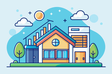Fototapete - a house with a staircase and a roof, A dwelling featuring both a staircase and a roof.