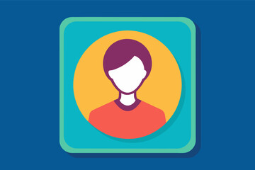 Poster - a person with a red background and a blue border, An individual displaying a red background with a blue border.