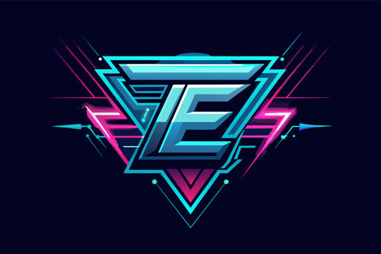 a neon letter e with a triangle shape